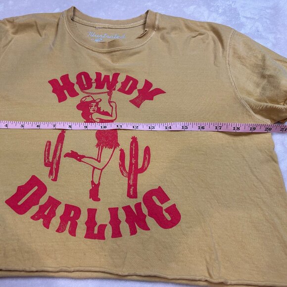 Howdy Darling Cowgirl Gold Red Cropped T Shirt Short Sleeve Women Small - Picture 7 of 8